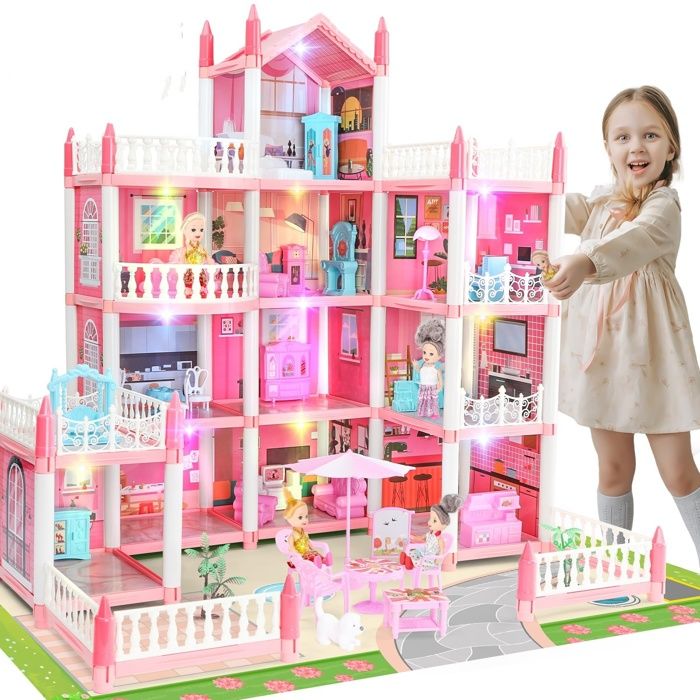 Balakaka Maison de Poupée 11 Chambres et 3 Terrasses, avec des Accessoires de Meubles Miniatures Maison de Rêve pour Poupées pour Filles, DIY Cadeau pour Enfants de 3 Balakaka Maison de Poupée 11 Chambres et 3 Terrasses, avec des Accessoires de Meubles Miniatures Maison de Rêve pour Poupées pour Filles, DIY Cadeau pour Enfants de 3
