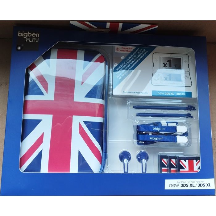 Housse Pochette 3DS XL NEW 3ds xl bleu uk flag + 2 stylet protection écran et dragonne