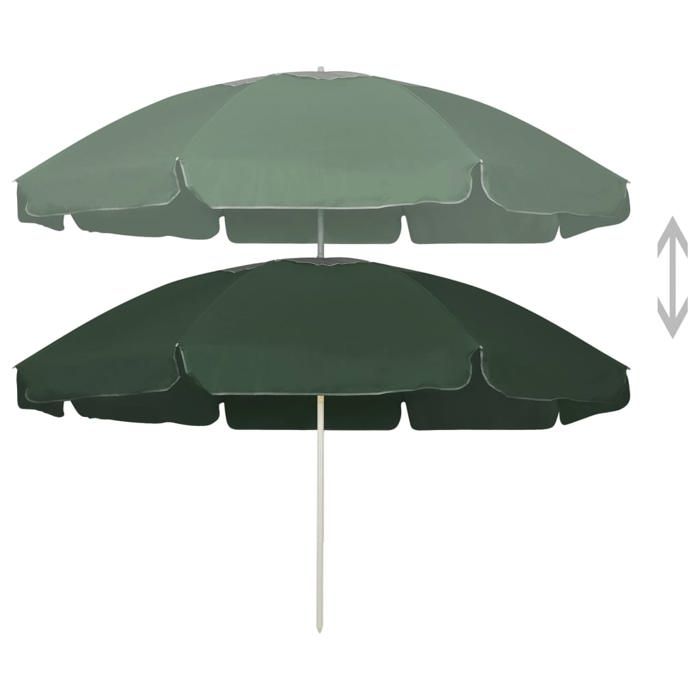 Parasol de plage - vidaxl - 240 cm - Vert - Polyester - Inclinable - Résistant aux UV - Imperméable - Montage requis