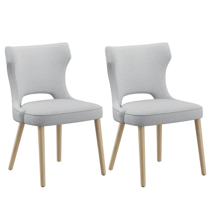 Chaise – Lot de 2 chaises capitonnées dossier haut style club – Pour salle à manger cuisine salon – Gris clair