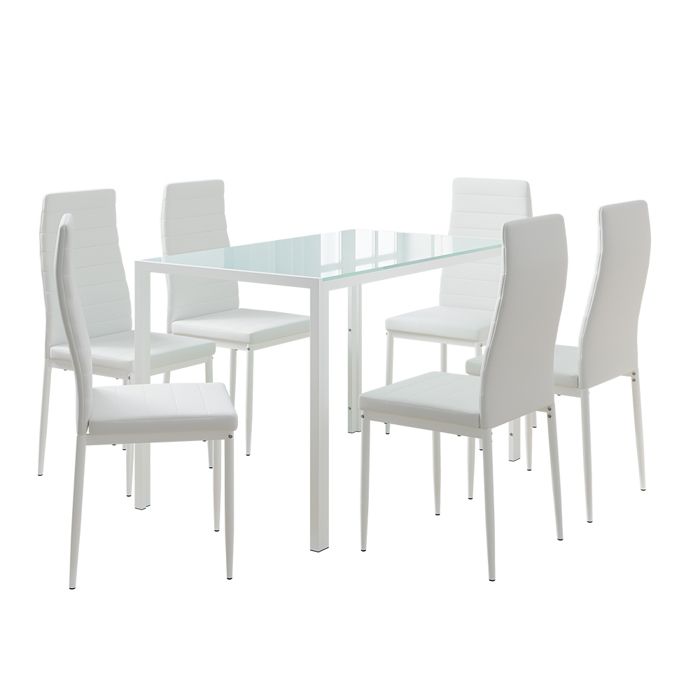 Ensemble de table à manger Grand 120x75cm avec 6 chaises Blanc Vicco 51842 Ensemble de table à manger Grand 120x75cm avec 6 chaises Blanc Vicco 51842