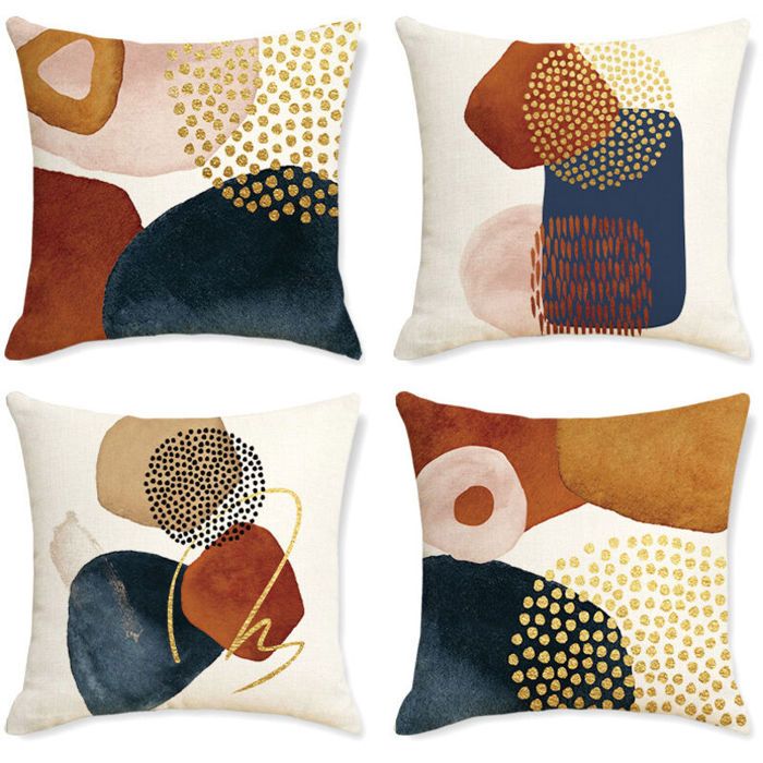 Lot de 4 Housses de Coussin Décoratif Canapé Taie doreiller Décoration pour Chambre canapé Chaise Voiture Lit Jardin 45 x 45 cm