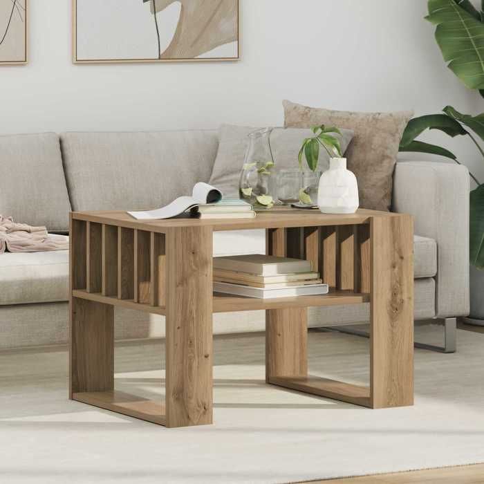 NEW 2026 Table basse(1 pc) - Table de salon - Chêne artisanal 66x49 5x45 cm Bois dingénierie L981