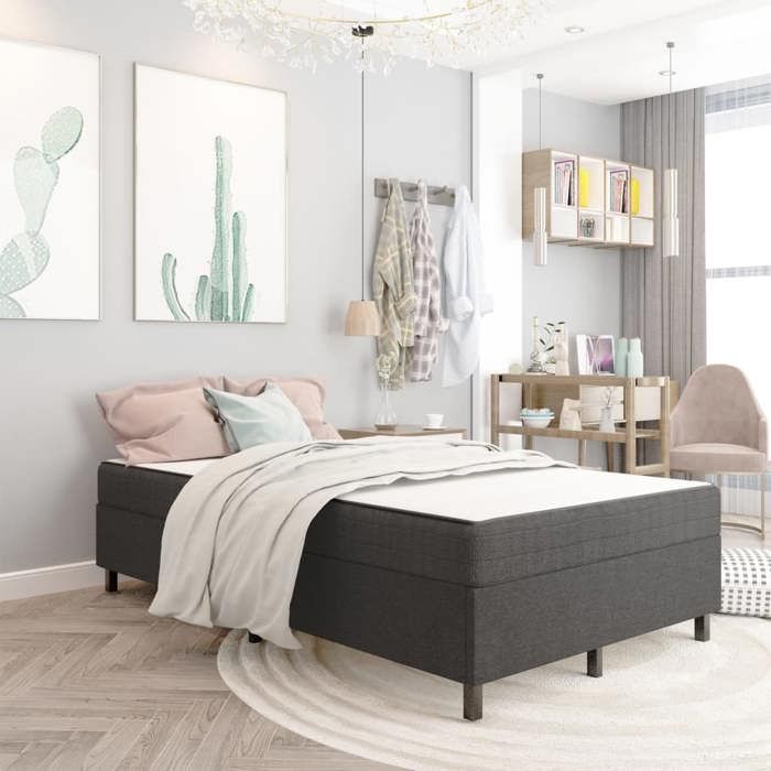 Gris Sommier à lattes de lit Gris Tissu 120x200 cm - Lit chambre H12830
