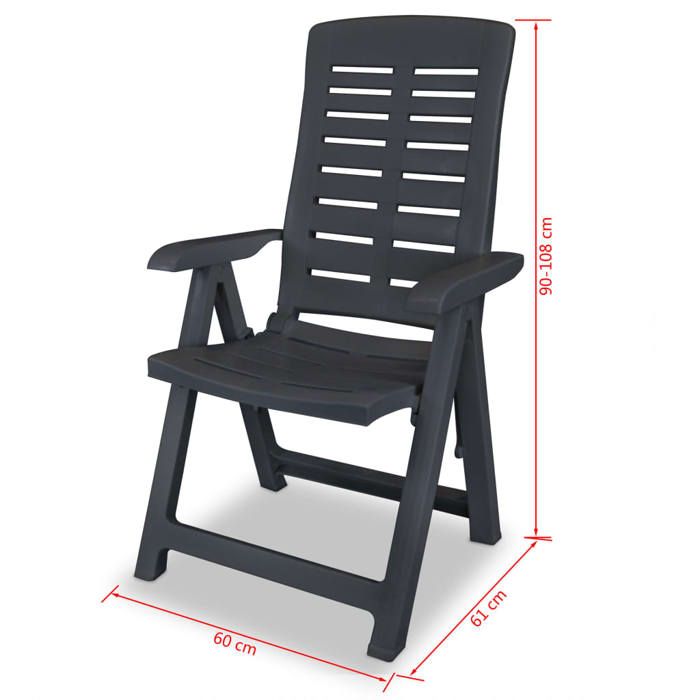 Mode Chaises inclinables de jardin CHEZ YIYI Set de 4 Fauteuil de relaxation élégant Plastique Anthracite 60x61x108cm _6330