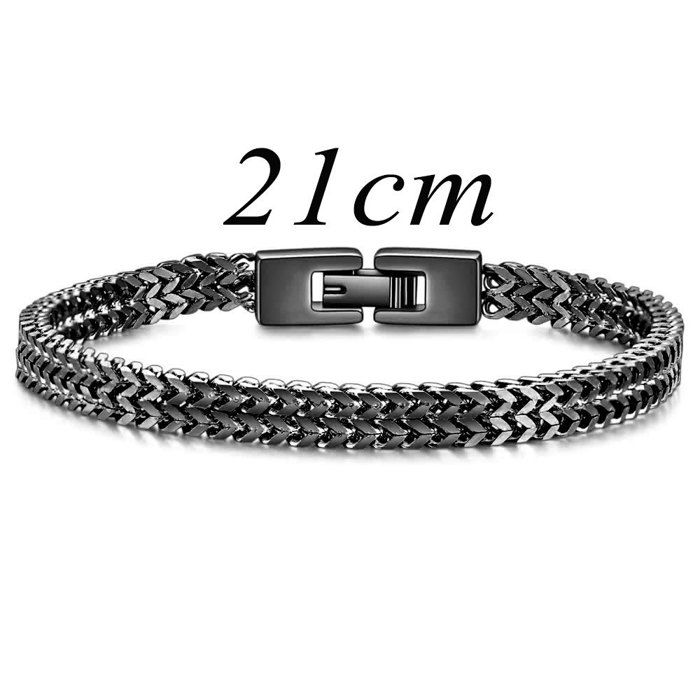 XJYDNCG Bracelet Homme en Acier Inoxydable 6mm - Style minimaliste - 21cm - Noir