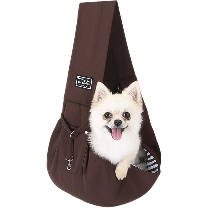 Sac de Transport Réversible pour Chien - Capacité 7.5 kg avec Mousqueton - Coloris Marron