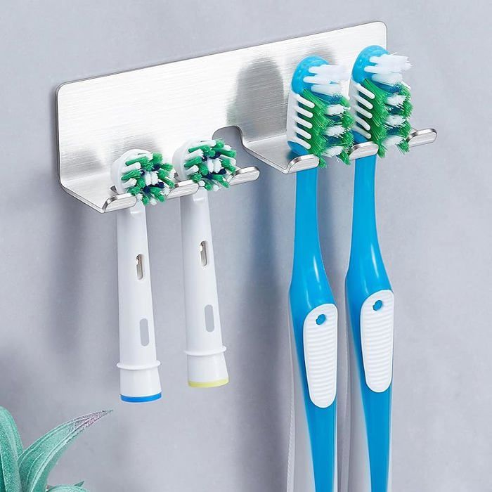 Porte Brosse à Dents Mural sans Perçage Support de Brosse à Dents électrique en Acier Inoxydable Auto-Adhésif Support de Tête de