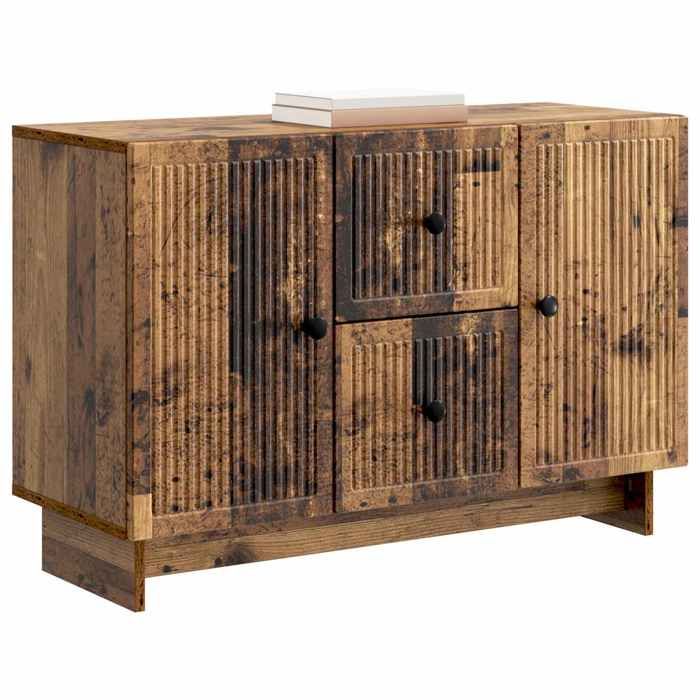 Buffet bas séjour {1 pièce} meuble de rangement design épuré Bois ancien 89 x 34 5 x 60 cm Bois dingénierie jon40i60