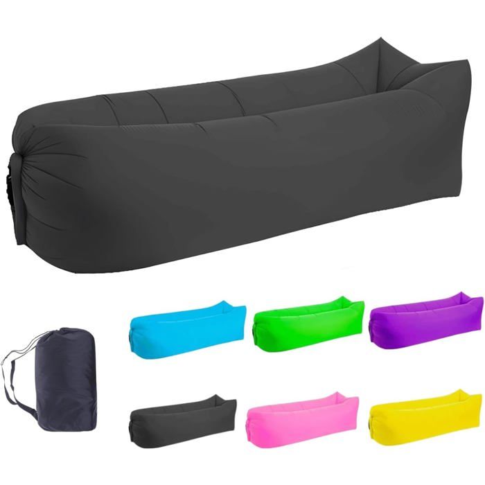 Chaise longue gonflable - PZCC - 200×70 cm - Polyester 190T - Étanche anti-fuite - Gonflage sans pompe