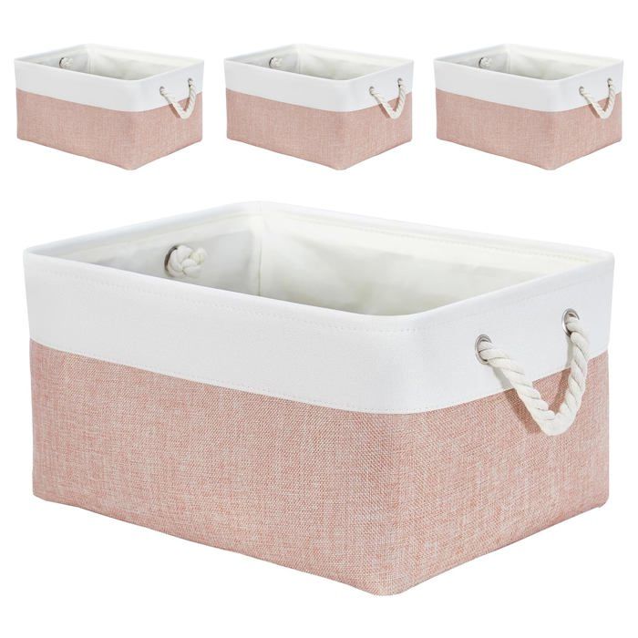 Lot de 4 boîte de rangement rectangulaire en tissu doux multi-tailles pour étagère armoire s et 4 Pièce L L HOUSSE DE RANGEMENT