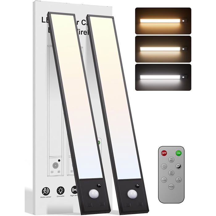 2 Pack Lampe Detecteur de Mouvement Interieur 30cm Reglette Led Cuisine Sous Meuble Sans Fi Dimmable pour 2 Pac ECLAIRAGE DE MEUBLE