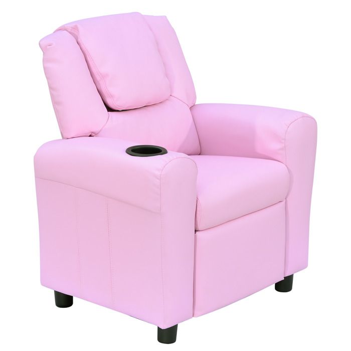 YWJ Canapé Enfant Fauteuil Repose-pieds Rose Dossier Réglable Porte-boissons Lit 3-6 Ans Garçon Fille