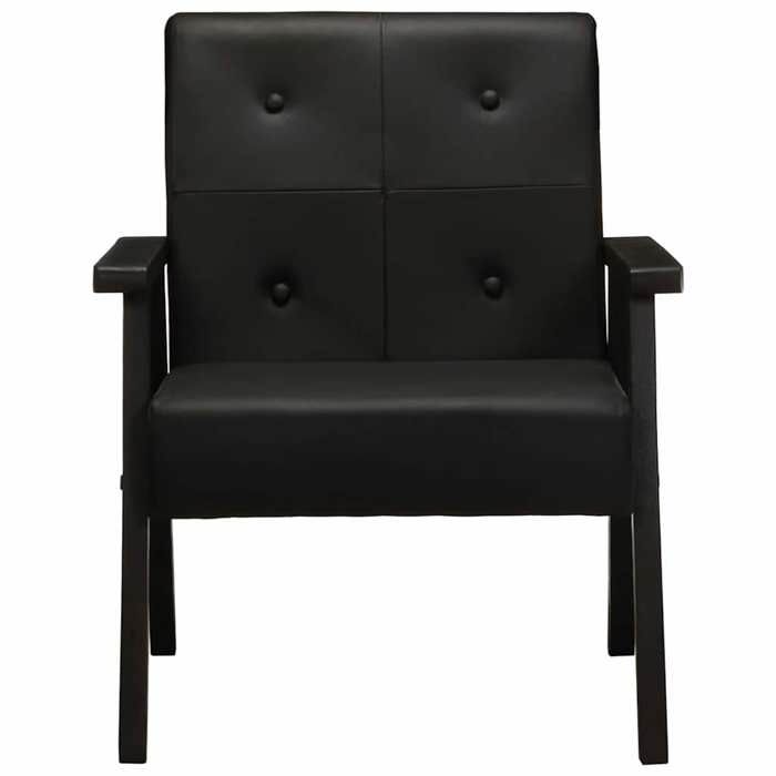 NEW Meuble de salon - vidaxl - Fauteuil noir cuir véritable - Fauteuil simple{61x70x74 cm} 368061