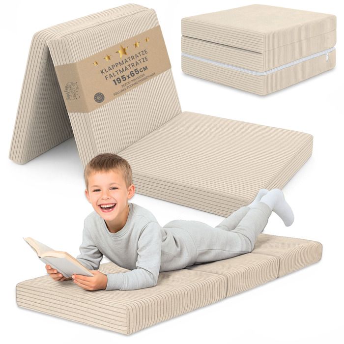 Housse de rechange pour matelas pliant 65x195 cm couchage dappoint invité chambre enfant lavable Beige