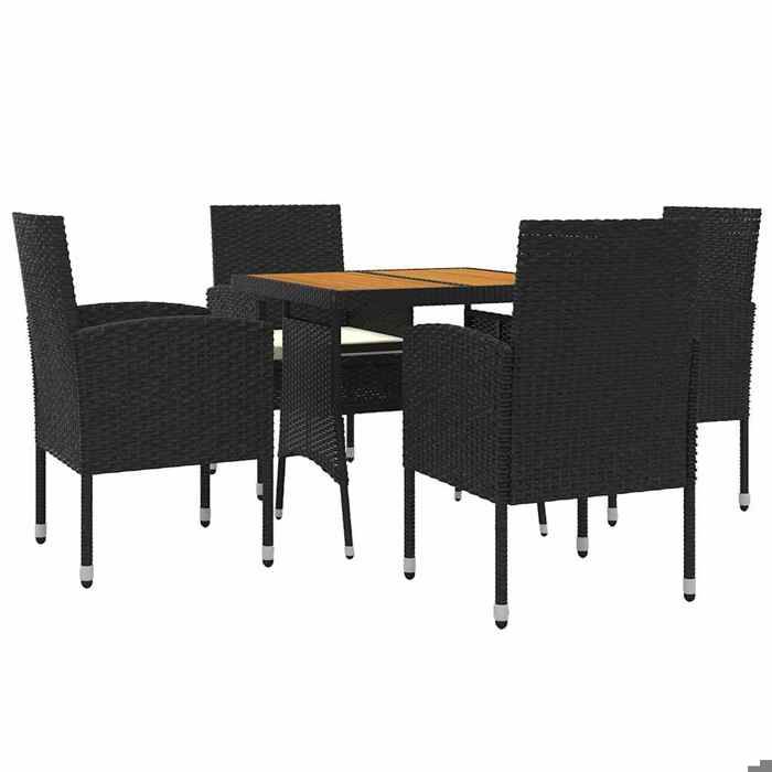 BEAU Meuble balcon - Ensemble à manger dextérieur - (5 pcs) - Table Balcon + 4 chaises - Résine tressée - Noir - 70x70x72 cm[25386]