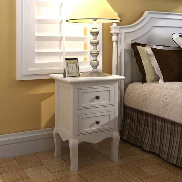 vidaXL Tables de chevet 4 pcs 2 tiroirs MDF blanc moderne rangement table 40x30x60cm chambre