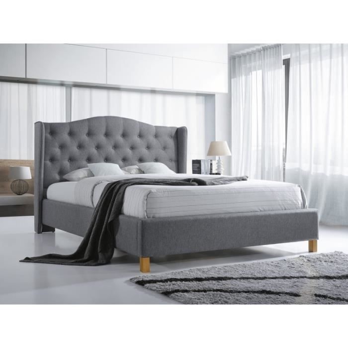 chambre: lits & rangements - lit double - aspen - pour matelas 160 x 200 cm - gris