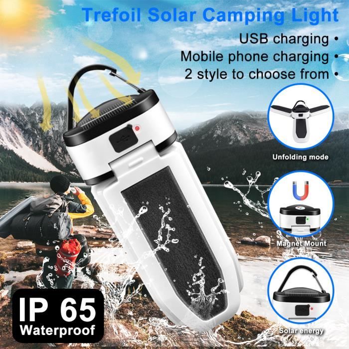 Pack De 5 Lampes LED Solaires Pour Tente POCKETMAN - Recharge USB/Solaire, 3 Modes, Lumière Chaude, Parfait Camping Rando Pêche