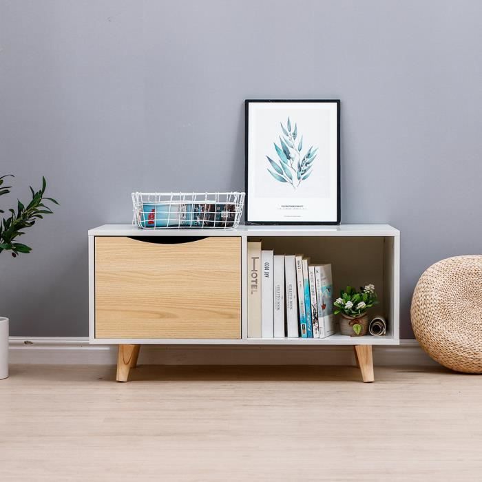 Table basse scandinave blanc et chêne L90cm - Cdiscount Maison