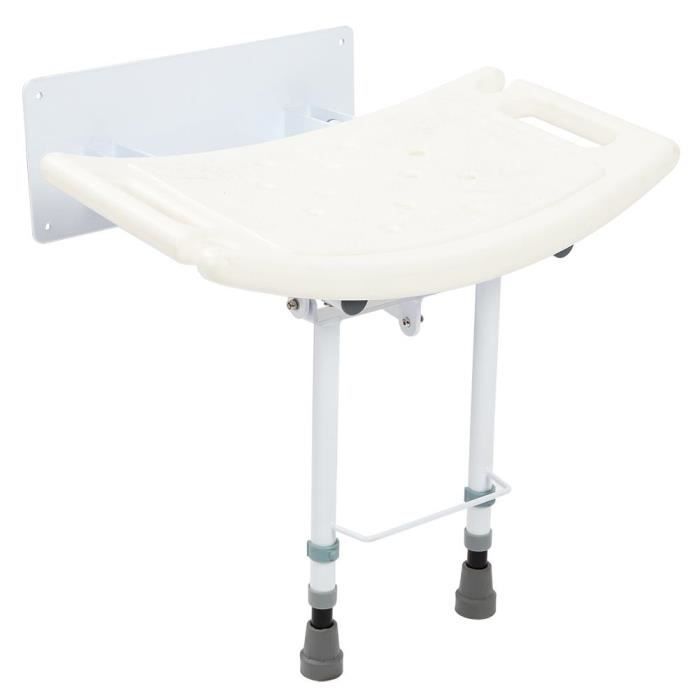 Tabouret Pliant Mural Pour Salle De Bain / Douche - En Bois Massif - Dimensions 38x35x3 Cm - Vert - Fixation Incluse - 6