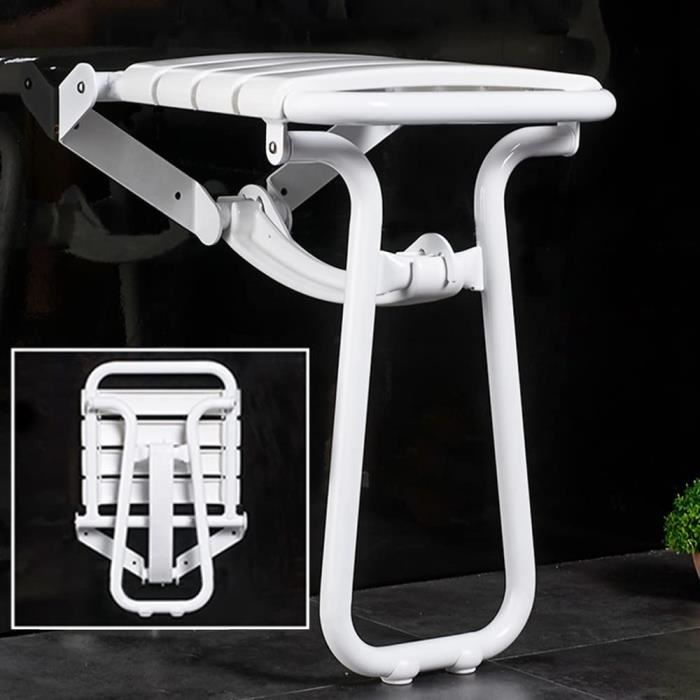 Siège De Douche Mural Pliable - Blanc, Support Jusqu'à 130kg, Idéal Personnes âgées Ou Blessées
