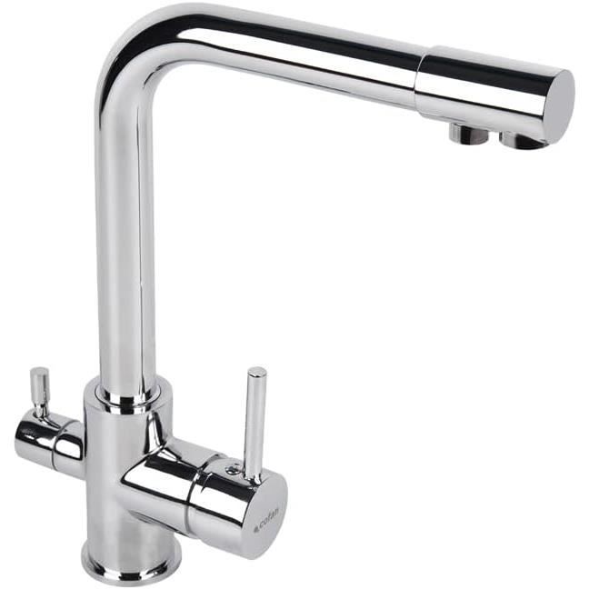 Robinet de cuisine chromé à 3 voies idéal pour cuisiner à l'eau filtrée au quotidien Robinet de cuisine chromé à 3 voies idéal pour cuisiner à l'eau filtrée au quotidien