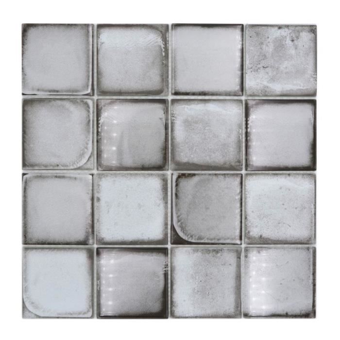 Pâte de Verre Carreaux Mosaique Blanc Rouge Rétro