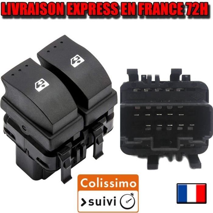 Interrupteur Vitre Conducteur Interrupteur Lève-Vitre Avant Gauche - Compatible Renault Clio 2, Megane 2, Scenic 2 Prise Grise 10 Broches - Foto 3
