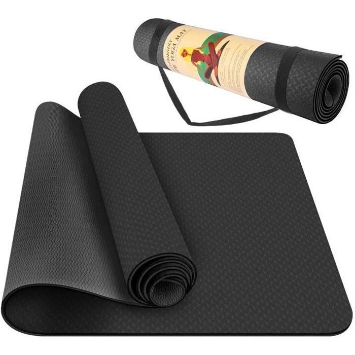 Tapis de Yoga Pro Classique 183*61*0.6cm Tapis de Fitness Antidérapant mat  exercise noir