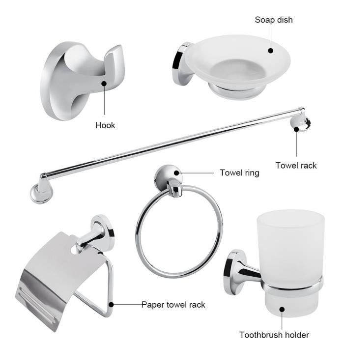Brosse De Toilette Ensemble Accessoires Rond Chrome Support Mural pour Salle de Bain Brosse De Toilette Ensemble Accessoires Rond Chrome Support Mural pour Salle de Bain