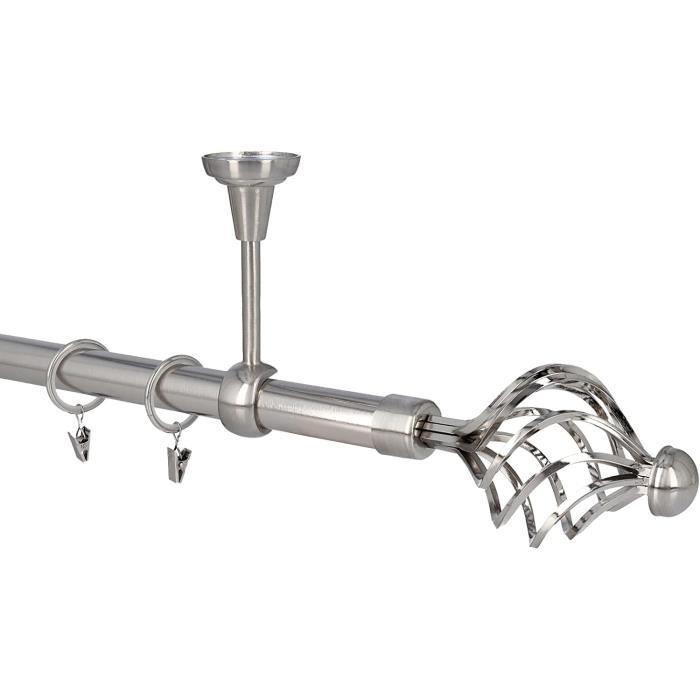 HDTL 25/19mm Kit de tringle a rideau Metal Fixation au Plafond Acier Inoxydable 200 cm Echo