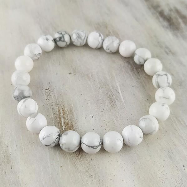 Bracelet Howlite Blanc 'Contrôle et Paix intérieure' - 8 mm