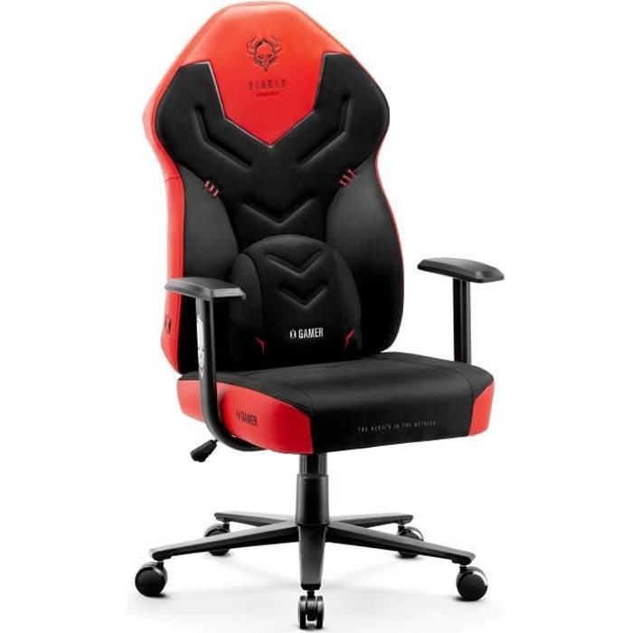 DIABLO Chaise Gaming -  - X-Gamer 2.0 - Ergonomique - Noir-Rouge - Inclinaison 115&deg; 
