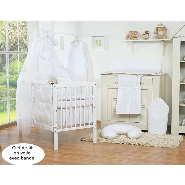 Parure Lit Bebe 1 60 Ou 140 70 Blanc A Coeur Cdiscount Puericulture Eveil Bebe
