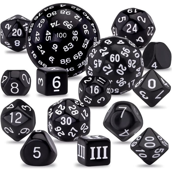 Lot De 5 Dés Polyédriques D30 En Acrylique - 30 Faces, Gravés, Colorés - Pour Jeux De Rôle, Jeux De Société, Collection