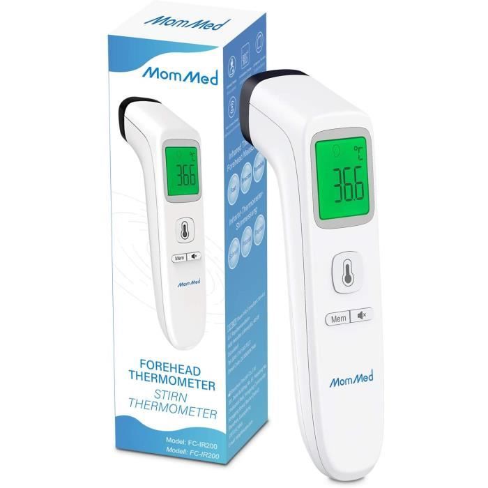 Thermomètre Frontal Sans Contact MomMed – Pour Bébés Et Adultes, écran LCD, Mémoire 35 Mesures, Alarme Fièvre