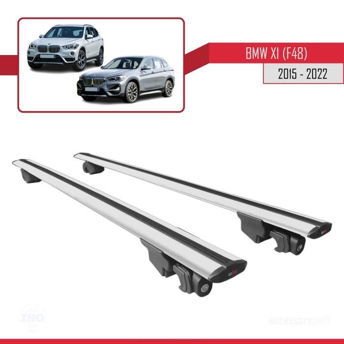 Pour BMW X1 (F48) 2015-2022 HOOK Barres de Toit Railing Porte-Bagages de voiture Avec verrouillable Alu Gris