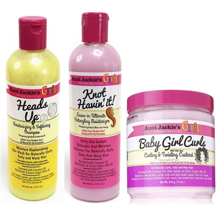 SHAMPOING Aunt Jackies Girls! - Lot de 3 soins capillaires pour fille - cheveux bouclé s-cré pus - soin-nettoyant-hy185