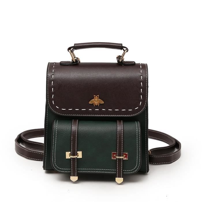 Vert fonc Sac dos en cuir Vintage pour femmes sac de qualit