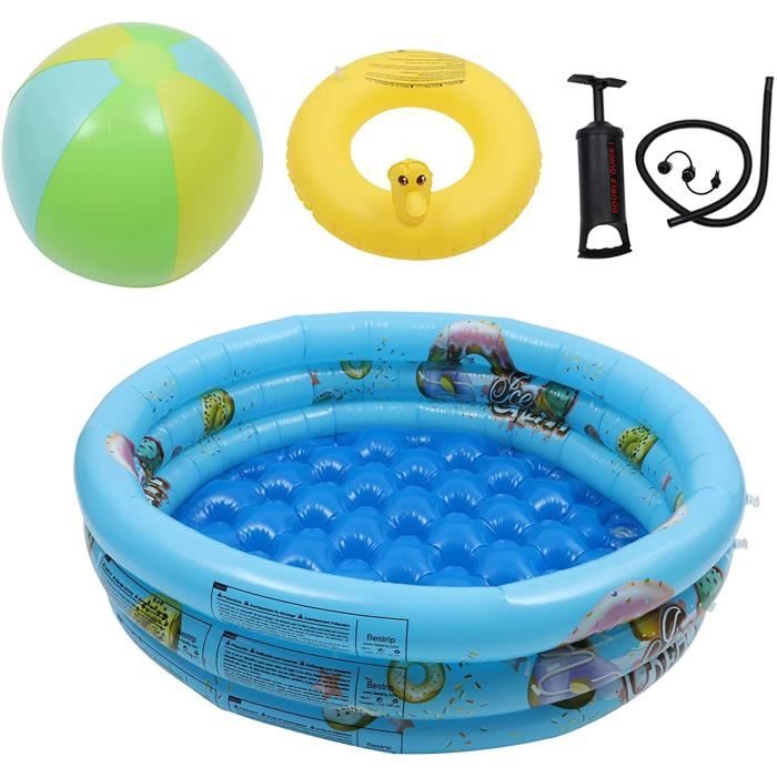 Piscine Gonflable Ronde 90 Cm – Bébé Et Enfant – Motif Dinosaure – Structure 3 Anneaux – PVC BPA-free – Jardin, Plage, Balcon