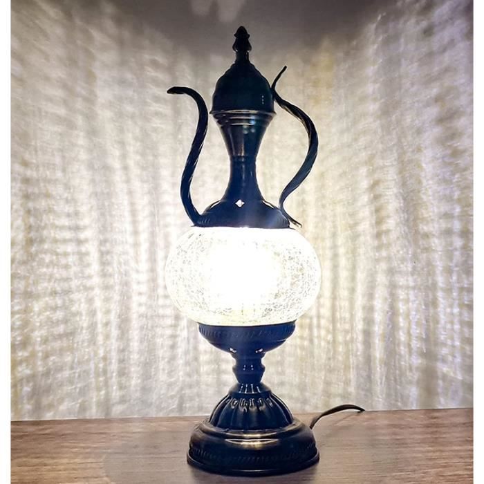 Lampe Turque Arc Bleu - Lampe De Table Orientale Artisanale Pour Une Ambiance Chaleureuse