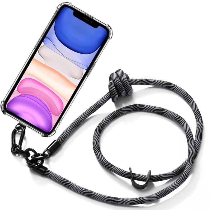 Coque Avec Lanière Pour IPhone 17 - Protection Antichoc Dos Mat - Collier Réglable 1.6m - Chargement Sans Fil Compatible