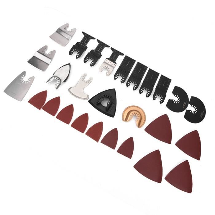 Kit De 156 Patins De Ponçage Oscillant - 3 Triangles + 3 Doigts + 150 Papiers Abrasifs (grain 60 à 240)