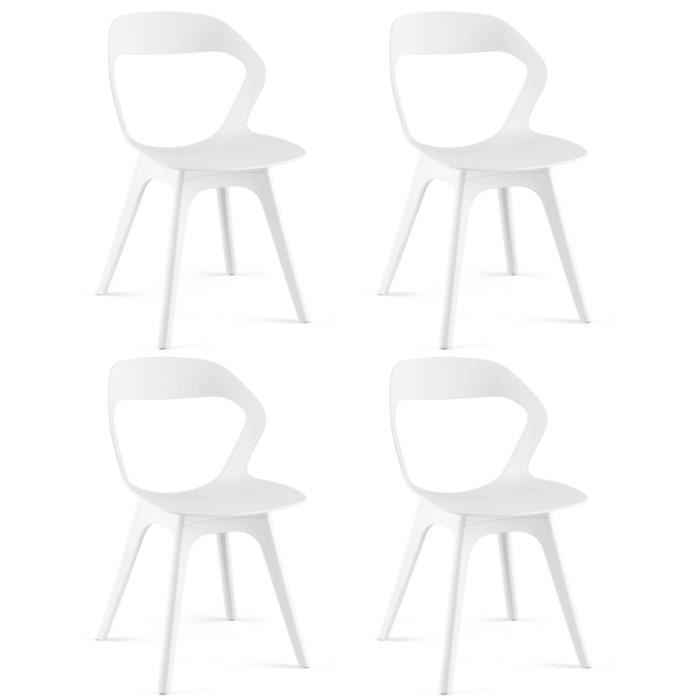costway lot de 4 chaises salle à manger en pp durable avec dossier, patins antidérapants, assemblage facile, charge 150 kg, blanc
