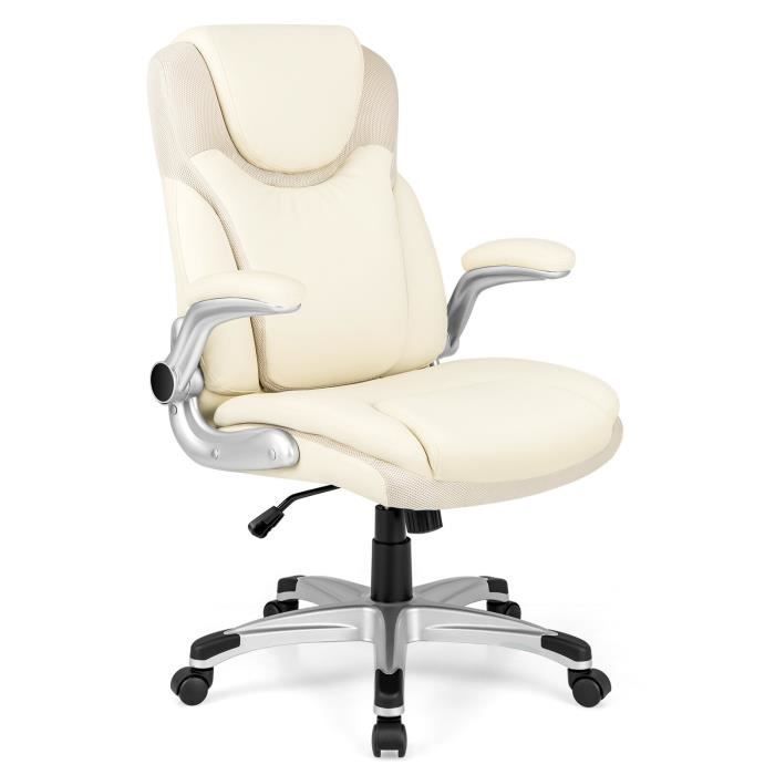 chaise de bureau ergonomique pivotante en cuir pu costway - hauteur réglable - charge max. 160kg