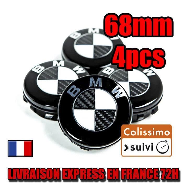 4 PCS Cache Moyeu Roue BMW 68mm Fibre de carbone NOIR