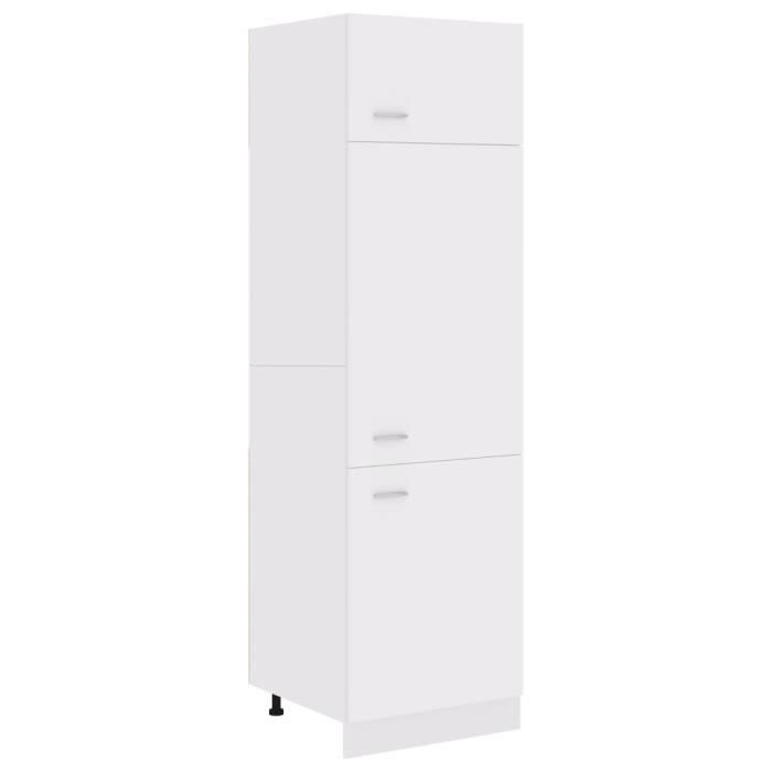 Armoire de réfrigérateur - DUOKON - Blanc - 60x57x207 cm - 3 portes - Aggloméré