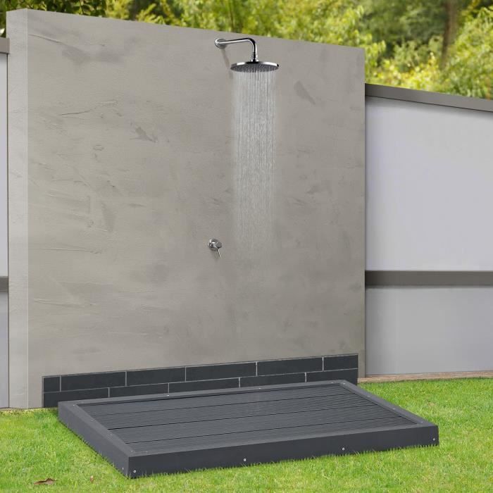 Plaque de base Nürtingen antidérapant pour douche de jardin et piscine 101 x 63 cm
