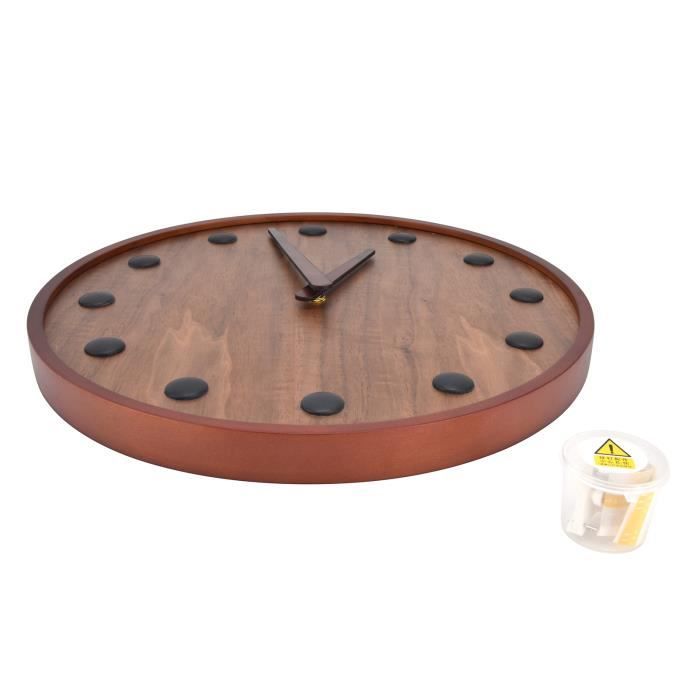 Horloge De Table Vintage Mdf Métal Noir Blanc Brun Pour Cuisine Chambre à Coucher - Horloge - Pendule